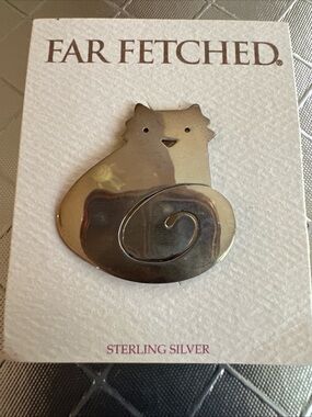 Far Fetched Sterling Silver Cat Brooch - Silver